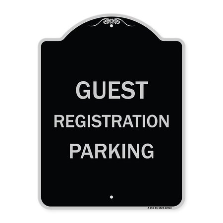 SIGNMISSION Guest Registration Parking Heavy-Gauge Aluminum Architectural Sign, 24" x 18", BS-1824-23923 A-DES-BS-1824-23923